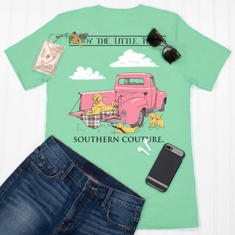 Southern Couture Classic Short Sleeve Fit Enjoy The Little Things Vintage Truck Adult T-Shirt, Island Reef Green