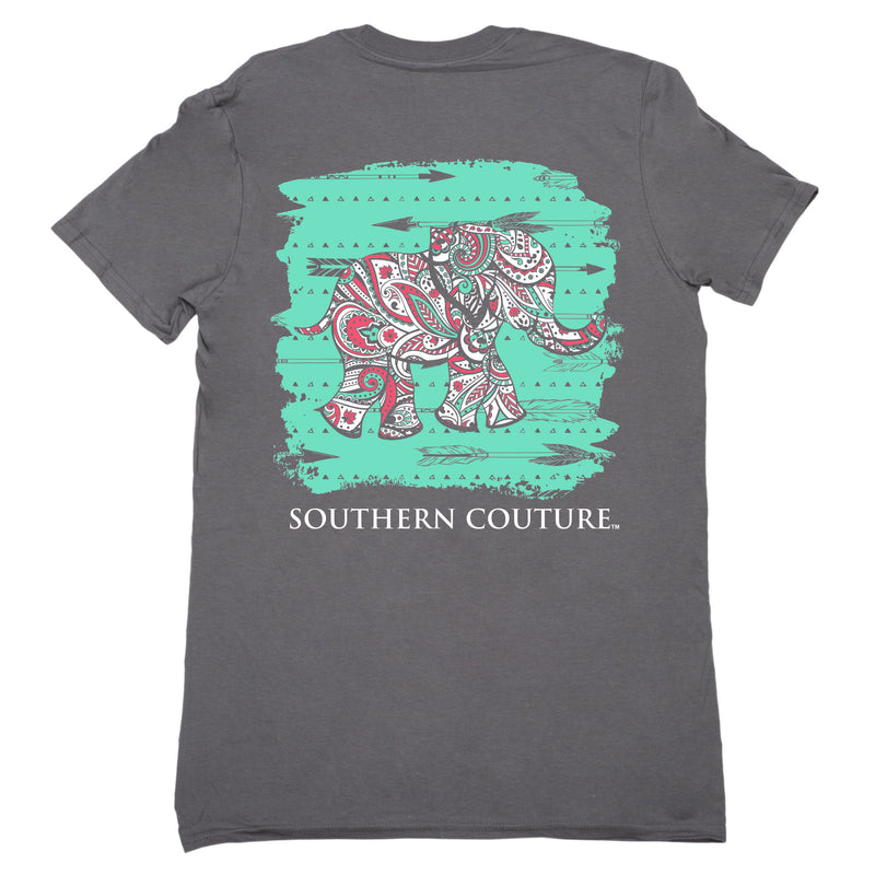 Southern Couture SC Classic Paisley The Elephant Womens Classic Fit T-Shirt - Charcoal
