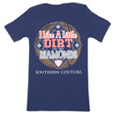 Southern Couture SC Classic Dirt on My Diamonds Ball Field Womens Classic Fit T-Shirt - Metro Blue