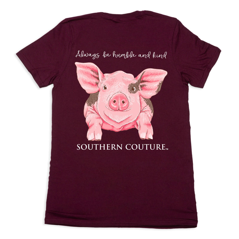 Southern Couture SC Classic Humble & Kind Farm Pig Womens Classic Fit T-Shirt - Maroon