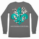 Southern Couture SC Classic Cotton Fleur on Long Sleeve Classic Fit Adult T-Shirt - Charcoal
