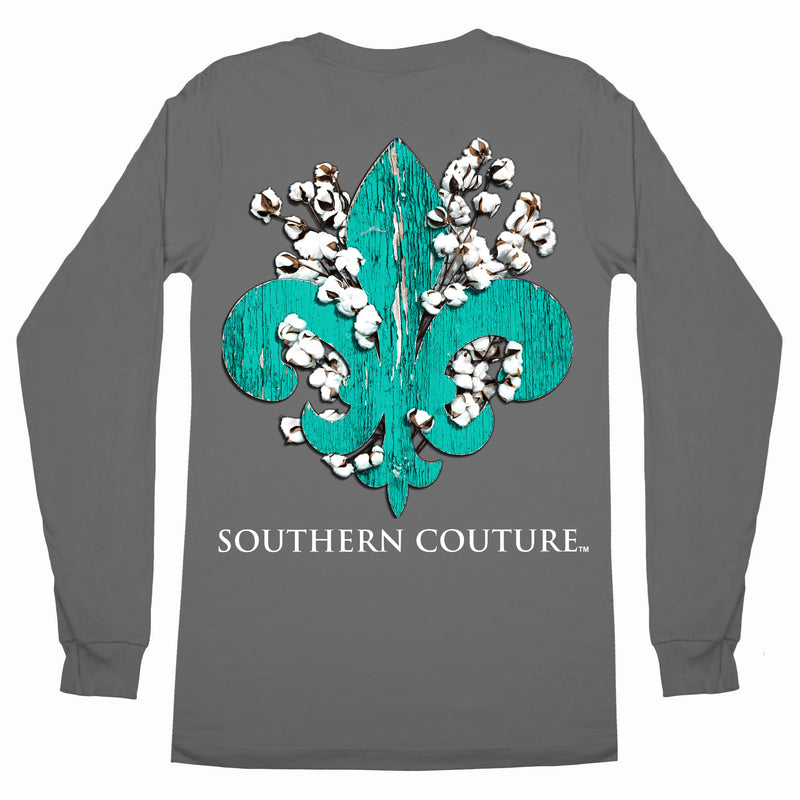 Southern Couture SC Classic Cotton Fleur on Long Sleeve Classic Fit Adult T-Shirt - Charcoal