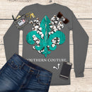 Southern Couture SC Classic Cotton Fleur on Long Sleeve Classic Fit Adult T-Shirt - Charcoal
