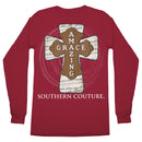 Southern Couture SC Classic Amazing Grace Longsleeve Classic Fit Adult T-Shirt - Cardinal Red