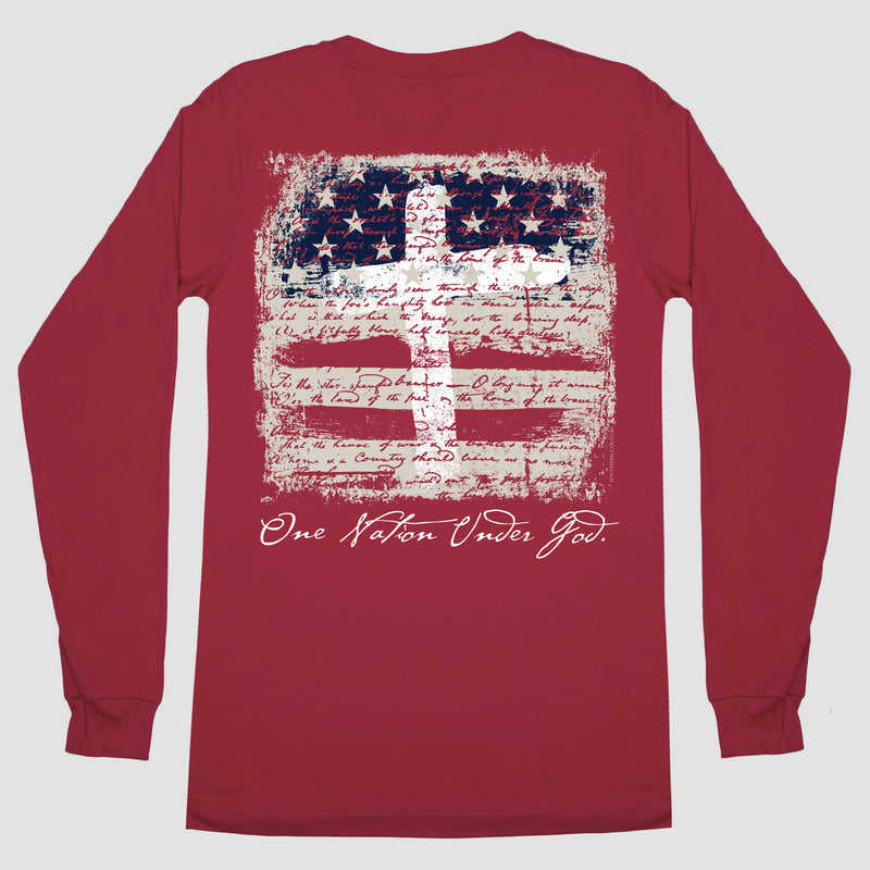 Southern Couture SC Classic One Nation Under God Longsleeve Classic Fit Adult T-Shirt - Cardinal Red