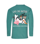 Southern Couture Comfort Long Sleeve Fit Love One Another Adult T-Shirt Seafoam