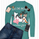 Southern Couture Comfort Long Sleeve Fit Love One Another Adult T-Shirt Seafoam
