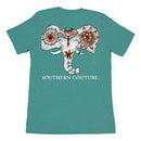 Southern Couture Comfort Fit Painted Elephant Adult T-Shirt Seafoam