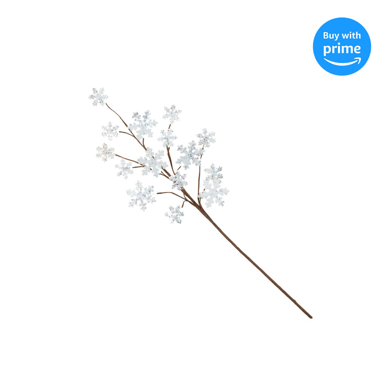 Front view of Snowflake Winter White 24 inch Acrylic Christmas Artificial Flower Spray