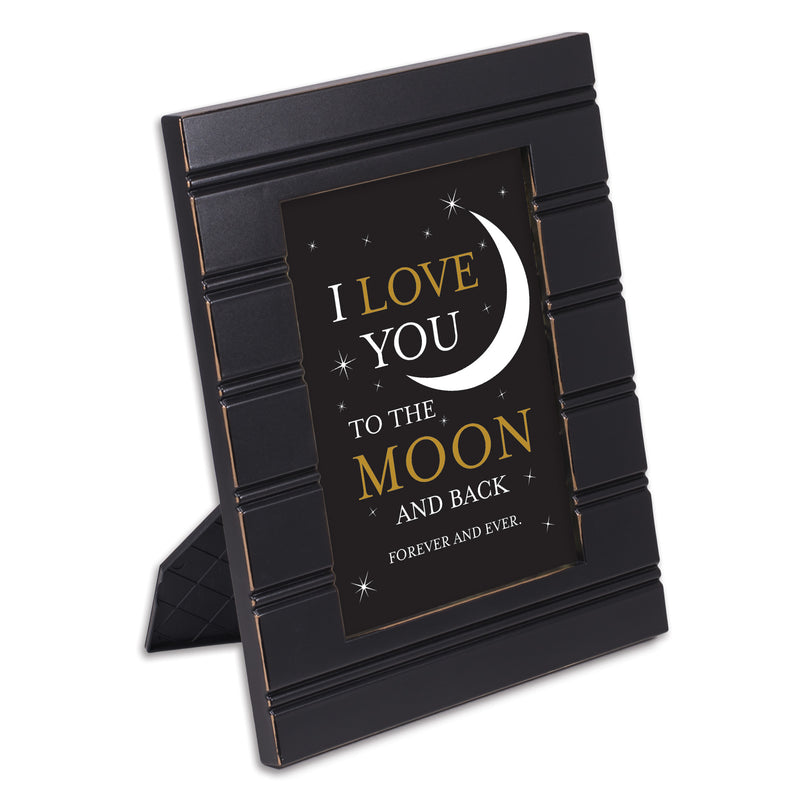 I Love You to The Moon and Back Black 8 x 10 Beaded Board Picture Frame Plaque