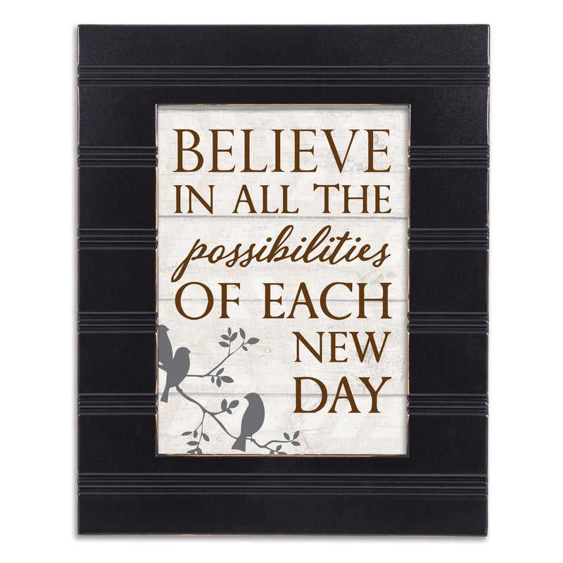 Front view of Possibilities of Each New Day Black Beaded Board Frame Plaque