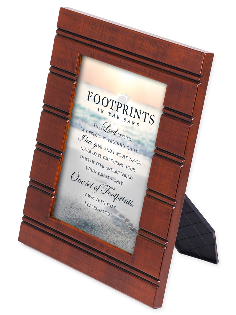 Front view of Footprints in the Sand Wood Finish Frame 