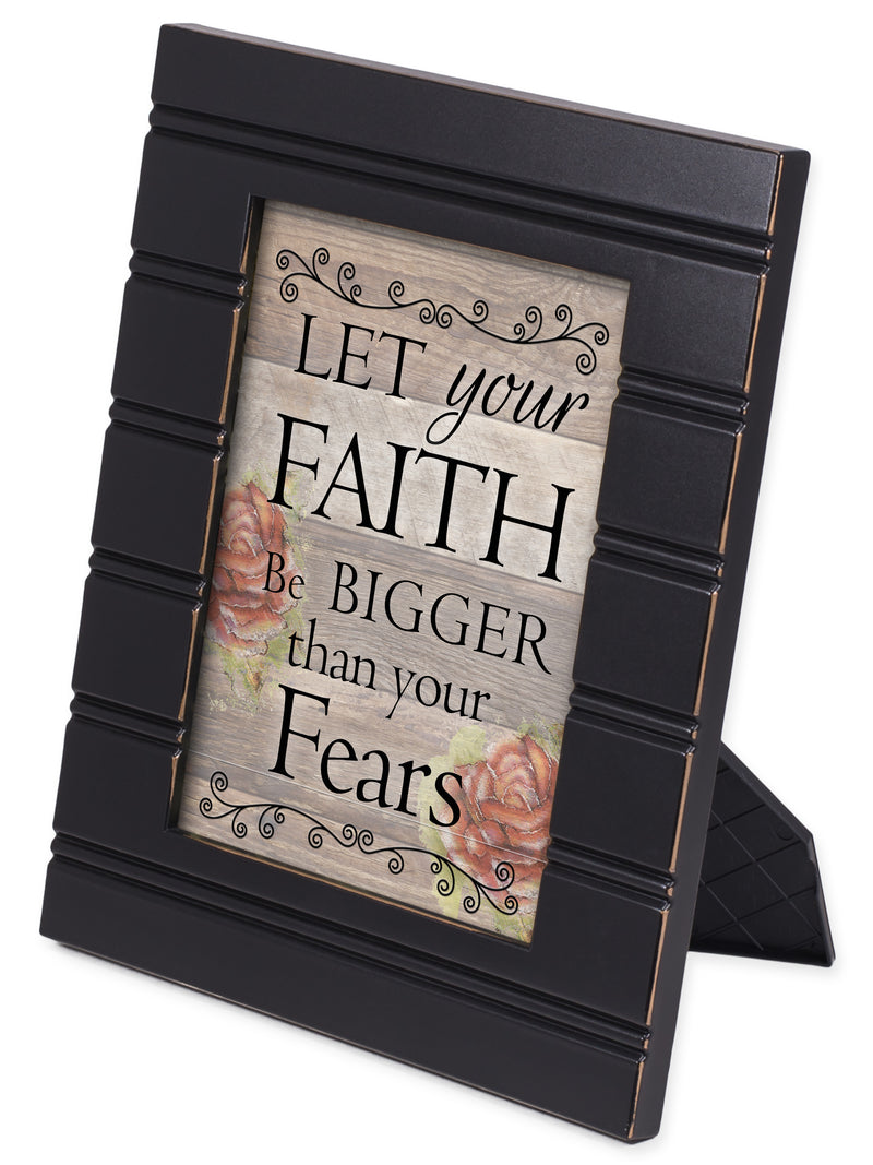 Front view of Make Faith Bigger Than Your Fear Black with Gold Trim Frame 