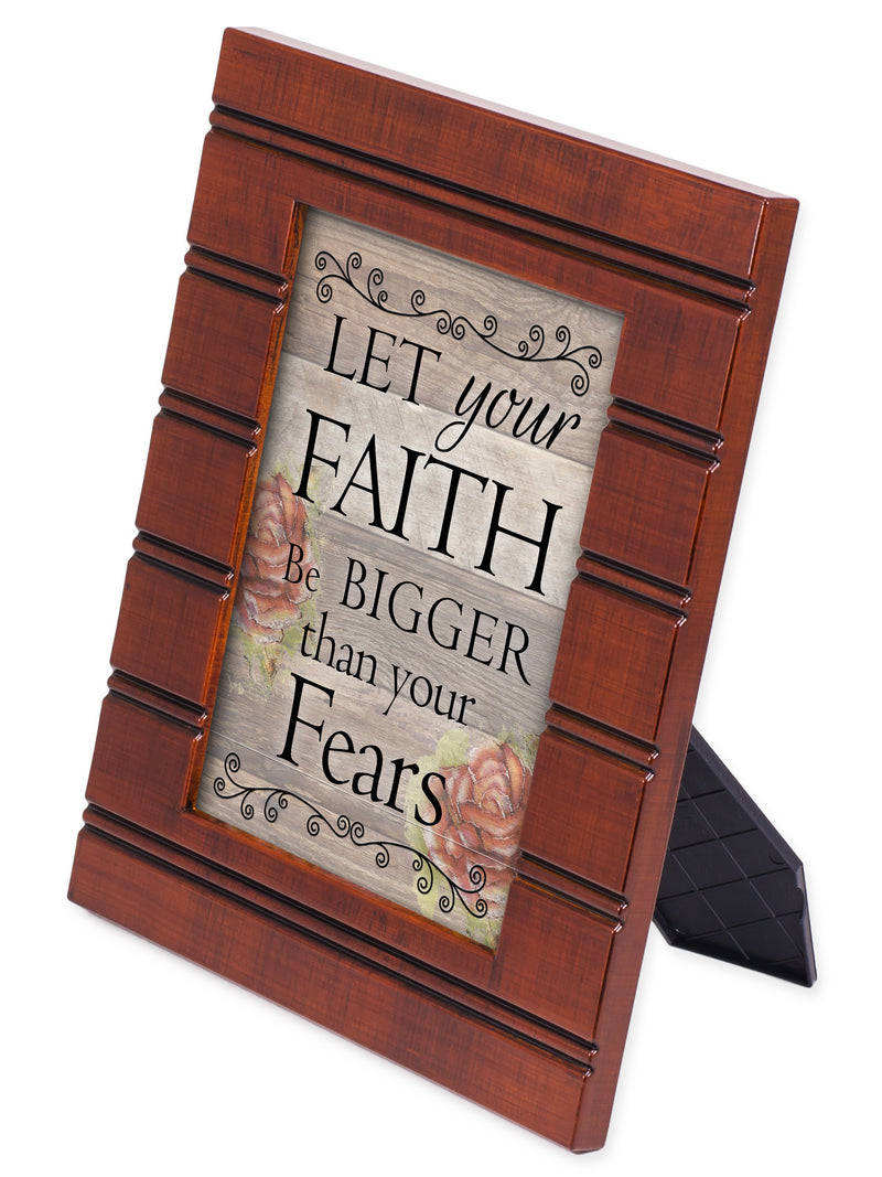Front view of Make Faith Bigger Than Your Fear Wood Finish Frame 