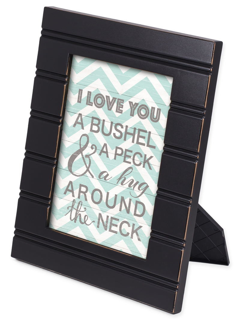 Front view of I Love You a Bushel and a Peck Black with Gold Trim Frame 