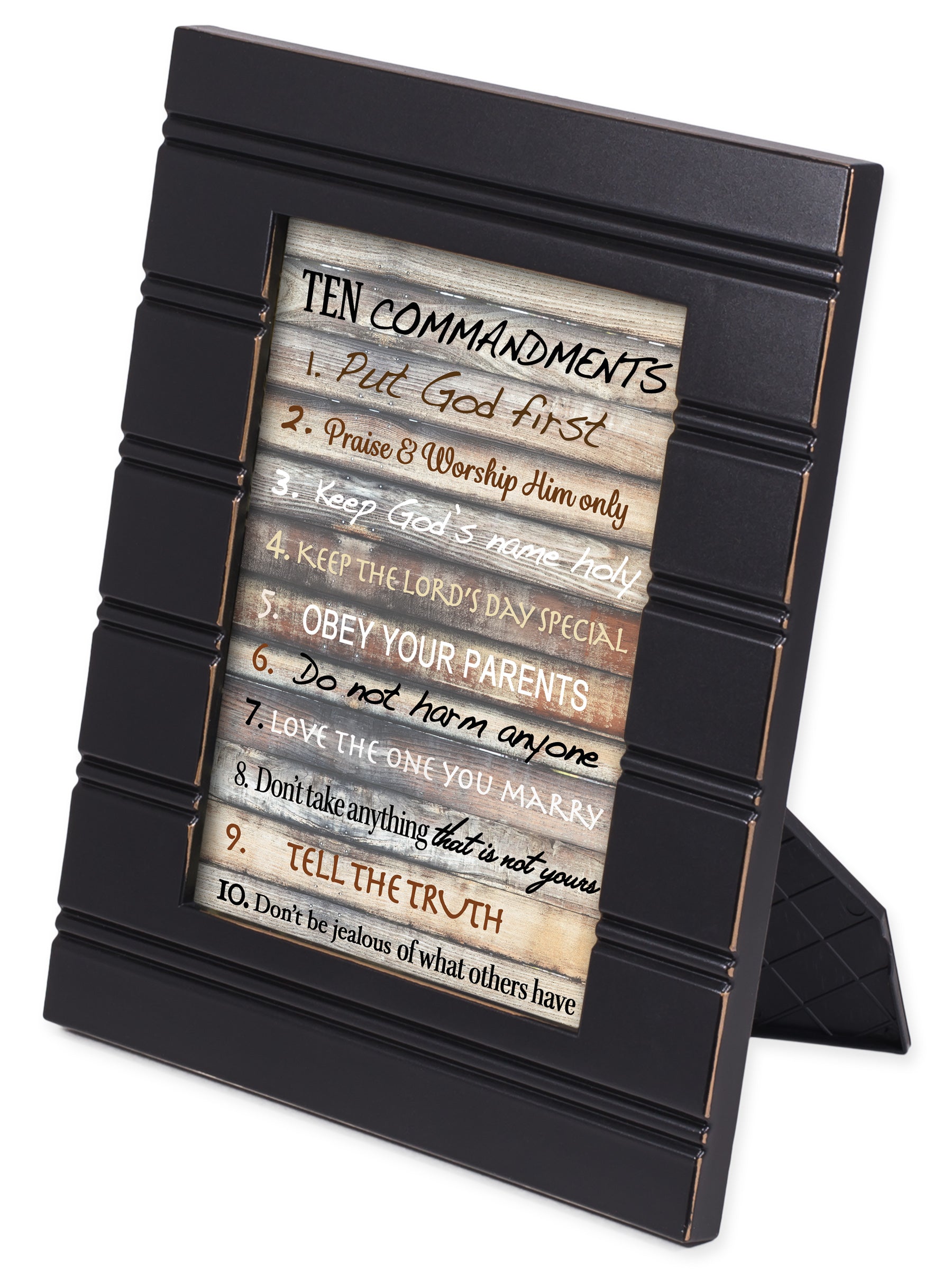 Contemporary Ten Commandments Black with Gold Trim 8 x 10 Framed Wall
