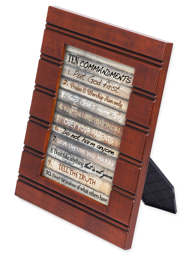 Front view of Contemporary Ten Commandments Wood Finish Frame 