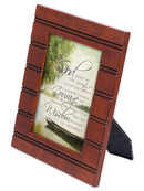 Front view of The Serenity Prayer Boat on a Lake Wood Finish Frame 