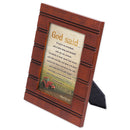 Front view of So God Made a Farmer Red Tractor Wood Finish Frame 