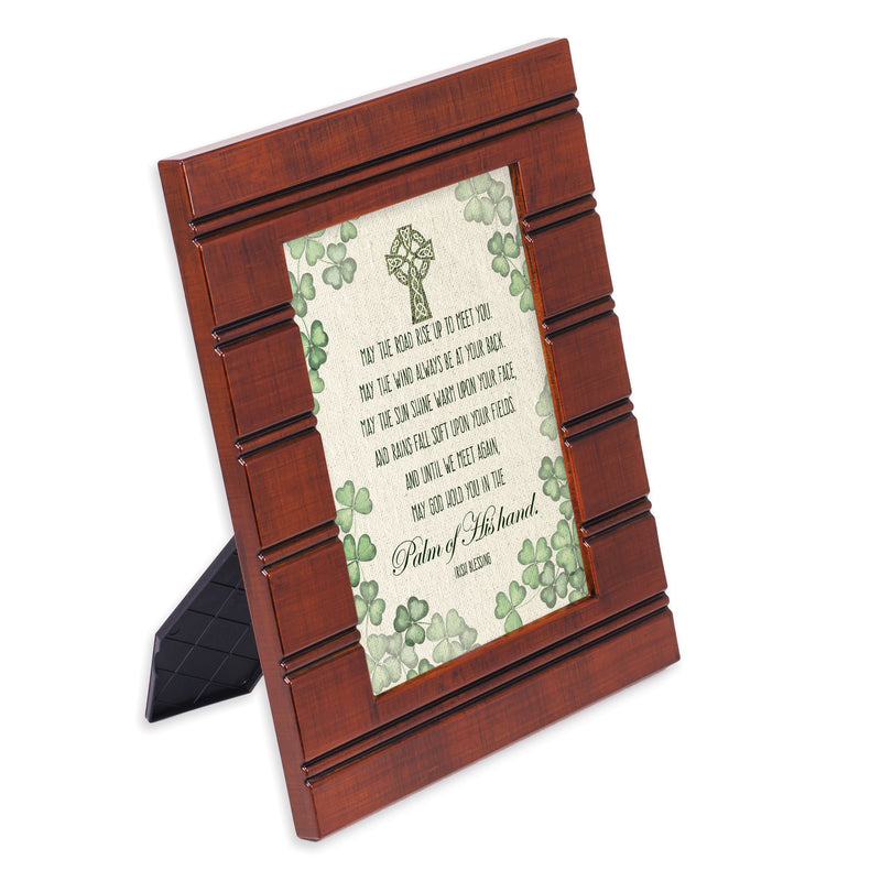 Front view of Palm Of His Hand Irish Blessing Woodgrain Beaded Board Photo Frame