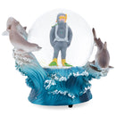 Scuba Diver Dolphins Blue 6.7 x 5.5 Resin Glitter Globe Plays Over The Waves