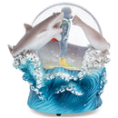 Scuba Diver Dolphins Blue 6.7 x 5.5 Resin Glitter Globe Plays Over The Waves