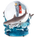 Scuba Diver Dolphins Blue 6.7 x 5.5 Resin Glitter Globe Plays Over The Waves