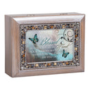 Blessed to Have You as Friend Brushed Pewter Jewelry Music Box Plays Wonderful World