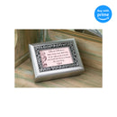 Top down view of Sweet Sixteen Brushed Silver Jeweled Inlay Jewelry and Music Box