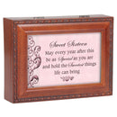 Sweet Sixteen Every Year Special Woodgrain Rope Trim Jewelry Music Box Plays You Are My Sunshine