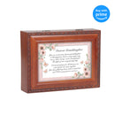 Top down view of Dearest Granddaughter So Precious Woodgrain Rope Trim Jewelry and Music Box