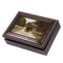 Home décor keepsake and trinket box made with hidden musical mechanism inside