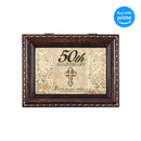 Top down view of 50th Anniversary Celebrate Burlwood Rope Trim Jewelry and Music Box