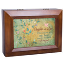 Home décor keepsake and trinket box made with hidden musical mechanism inside