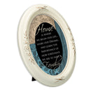 Home Is Where We Begin Life Distressed Ivory Floral 5 x 7 Oval Table and Wall Photo Frame
