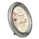 Treasured Friend Caring Heart Brushed Silver Floral 5 x 7 Oval Table and Wall Photo Frame