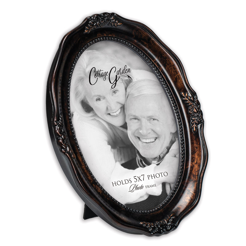 Add Your Own Personal Photo Burlwood Finish Wavy 5 x 7 Oval Table and Wall Photo Frame