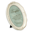 Daughter You Are Loved Distressed Ivory Wavy 5 x 7 Oval Table and Wall Photo Frame
