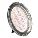 Always Remember You Are Braver Brushed Silver Wavy 5 x 7 Oval Table and Wall Photo Frame