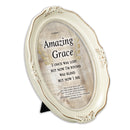 Amazing Grace Inspirational Distressed Ivory Wavy 5 x 7 Oval Table Top and Wall Photo Frame