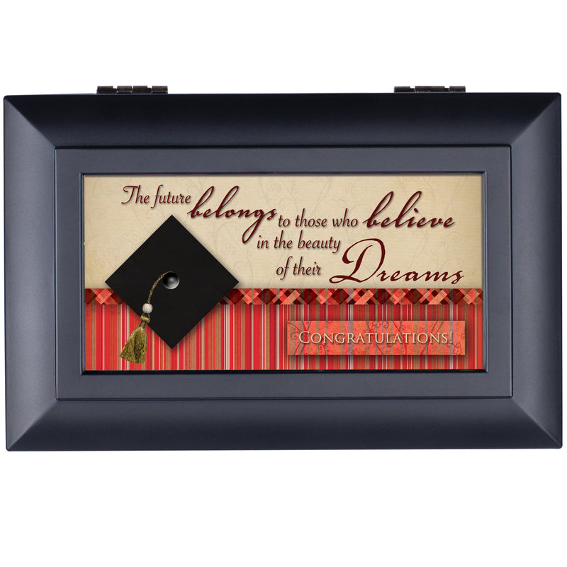 Top down view of Believe in The Beauty of Your Dreams Matte Black Petite Jewelry and Music Box