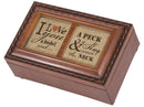 Home décor keepsake and trinket box made with hidden musical mechanism inside