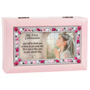 First Communion God Beside You Matte Pink Jewelry Music Box Plays Jesus Loves Me