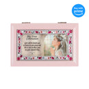 Top down view of First Communion God Beside You Matte Pink Jewelry and Music Box