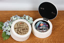 I Love You a Bushel and a Peck Ivory Rope Trim Round Jewelry Keepsake Box