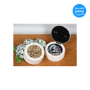 Top down view of I Love You a Bushel and a Peck Ivory Rope Trim Petite Round Jewelry Keepsake Box