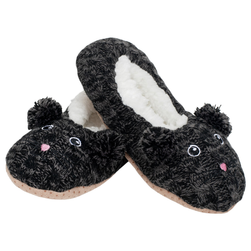 Front view of Kitty Cat Pom Womens Animal Cozy Indoor Plush Lined Non Slip Fuzzy Soft Slipper