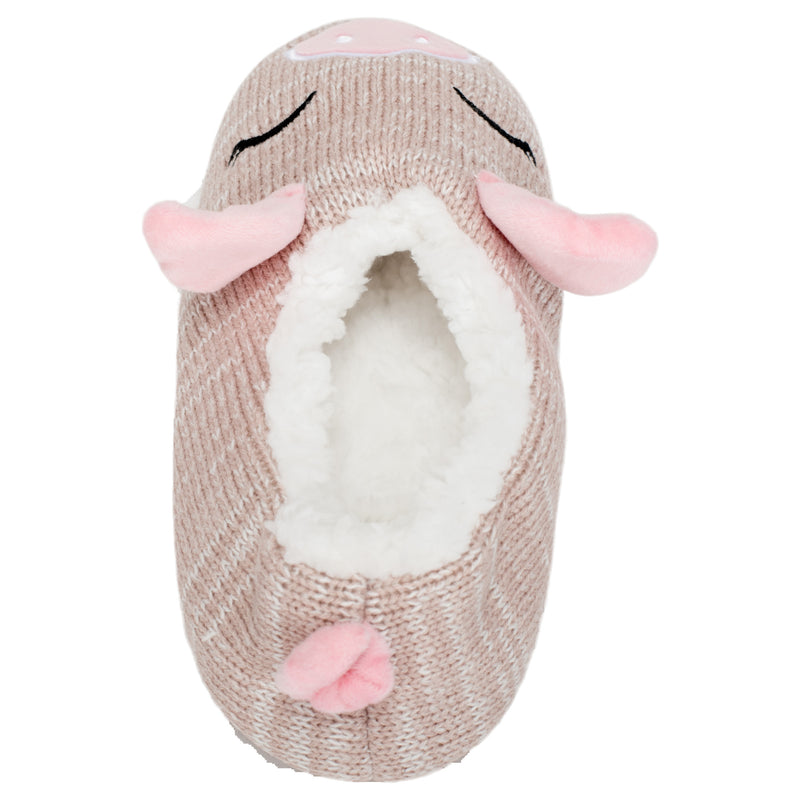 Pink Pig Womens Animal Cozy Indoor Plush Lined Non Slip Fuzzy Soft Slipper