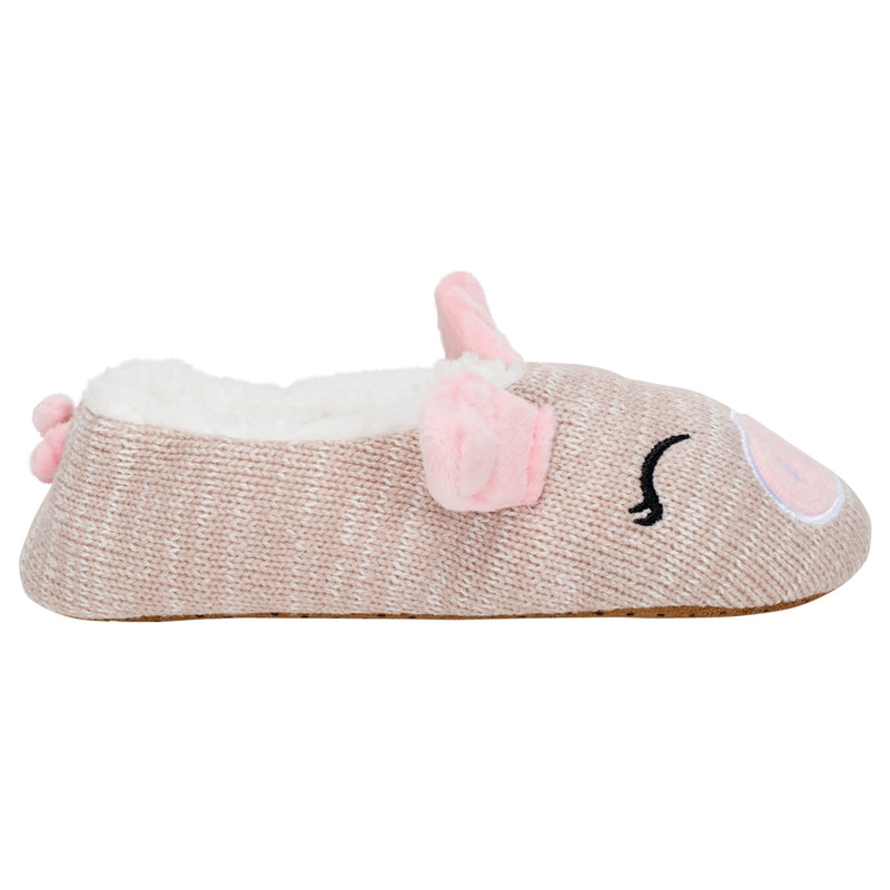 Pink Pig Womens Animal Cozy Indoor Plush Lined Non Slip Fuzzy Soft Slipper