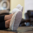 Ballerina Knit Pom Womens Plush Lined Cozy Non Slip Indoor Soft Slipper - Cream